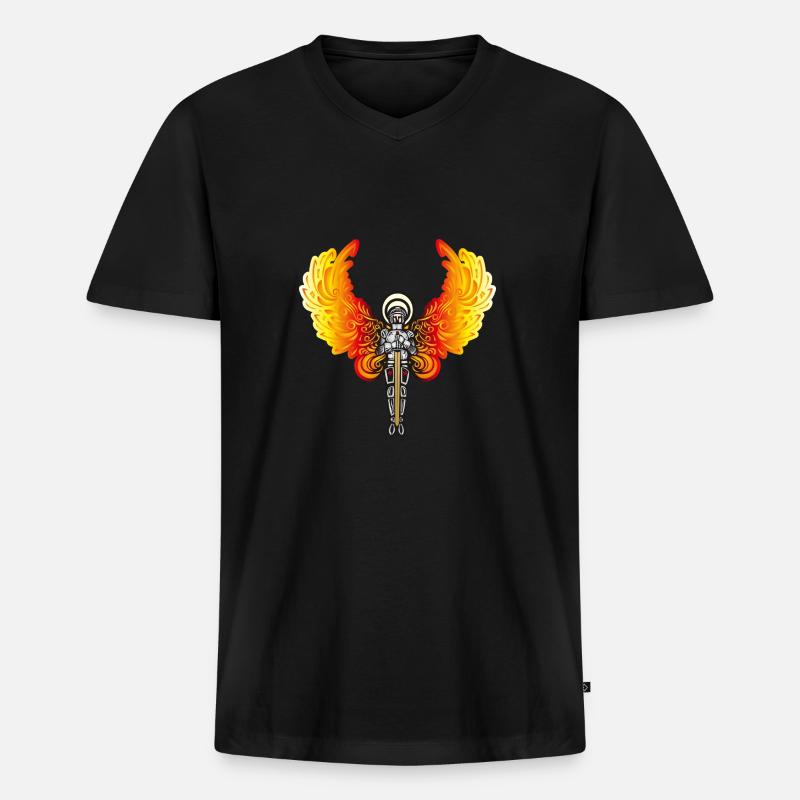 Feuer Engel - Männer Premium Bio T-Shirt mit V-Ausschnitt - Schwarz