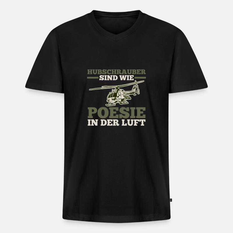 Pilot Helikopter Hubschrauber - Männer Premium Bio T-Shirt mit V-Ausschnitt - Schwarz