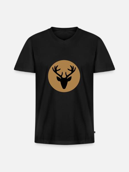 Traditional Christmas motive HIrschkopf / Dirndl - Men's Premium Organic T-shirt with V-neck - black