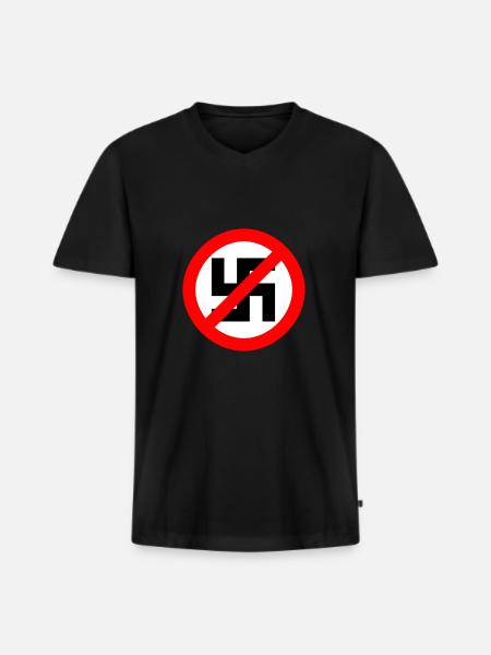 against Nazis - Men's Premium Organic T-shirt with V-neck - black