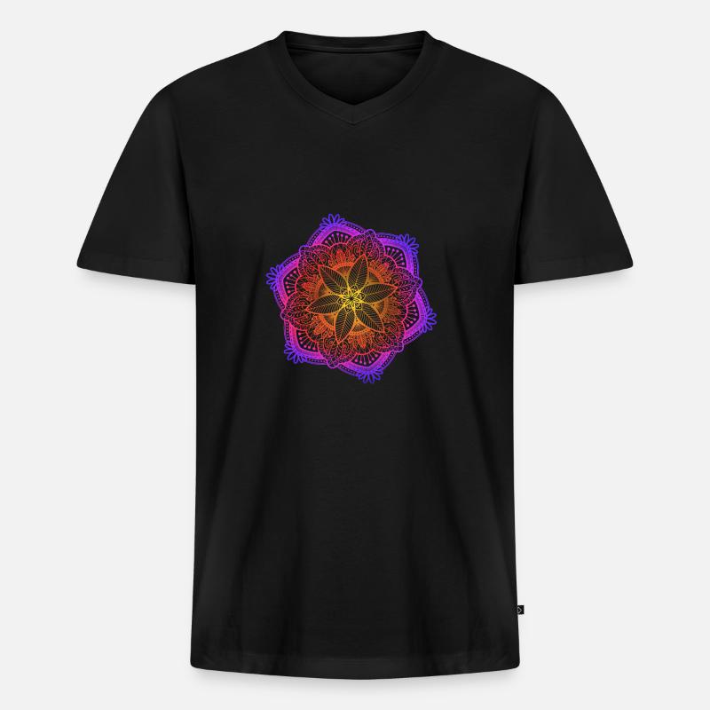 Mandala - Männer Premium Bio T-Shirt mit V-Ausschnitt - Schwarz
