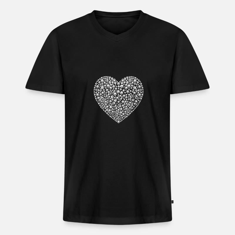 Diamanten Herz - Männer Premium Bio T-Shirt mit V-Ausschnitt - Schwarz