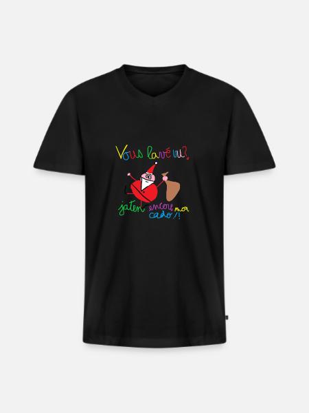 Vous lavé vu ? - T-shirt encolure en V Premium bio Homme - noir