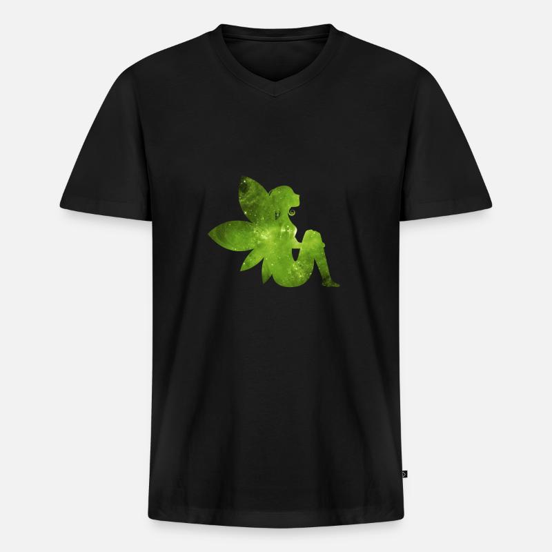 Grüne Fee Geschenk Idee Elfe - Männer Premium Bio T-Shirt mit V-Ausschnitt - Schwarz
