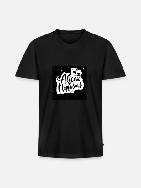 Alice i Nappyland 1 - Premium økologisk T-shirt med V-hals til mænd - sort