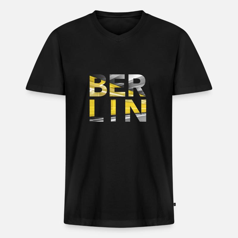 Berlin U Bahn - Männer Premium Bio T-Shirt mit V-Ausschnitt - Schwarz