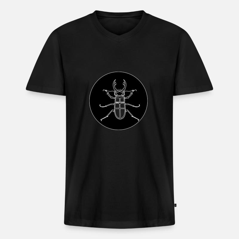 Hirschkäfer - Männer Premium Bio T-Shirt mit V-Ausschnitt - Schwarz