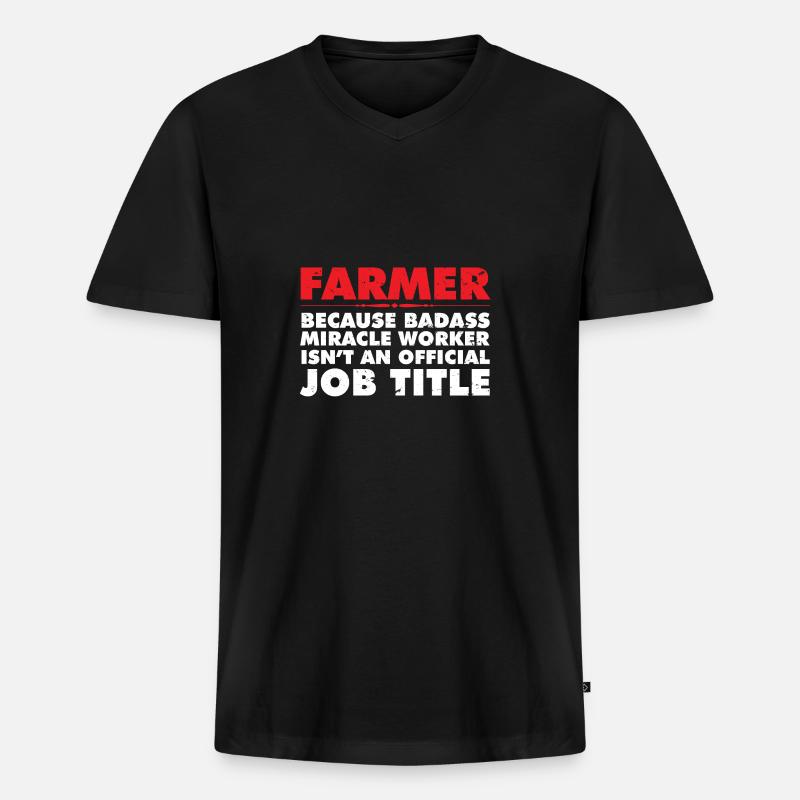 FARMER - Männer Premium Bio T-Shirt mit V-Ausschnitt - Schwarz
