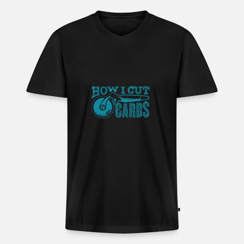 Kohlenhydrate loswerden - mit Pizza! - Männer Premium Bio T-Shirt mit V-Ausschnitt - Schwarz