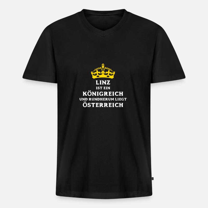 LINZ - Männer Premium Bio T-Shirt mit V-Ausschnitt - Schwarz