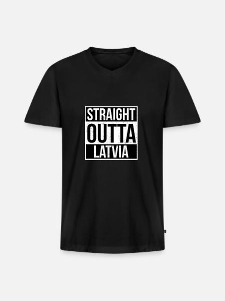 Straight Outta Latvia - Men's Premium Organic T-shirt with V-neck - black