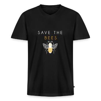 Save the Bees - Protéger les abeilles Nature cadeau - T-shirt encolure en V Premium bio Homme - noir - Devant - Nico (187cm)