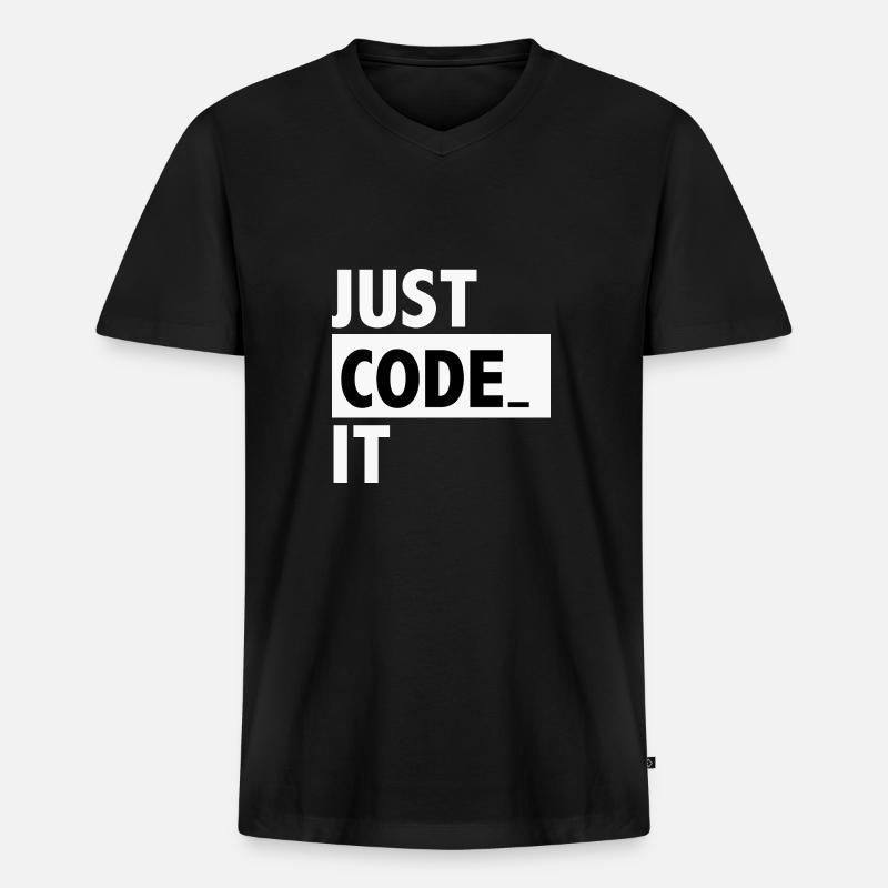 codieren es nur - Männer Premium Bio T-Shirt mit V-Ausschnitt - Schwarz