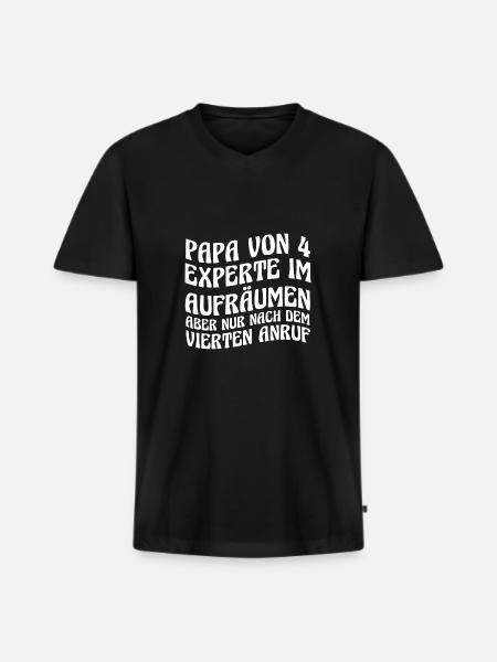 Dad of 4 children - Men's Premium Organic T-shirt with V-neck - black