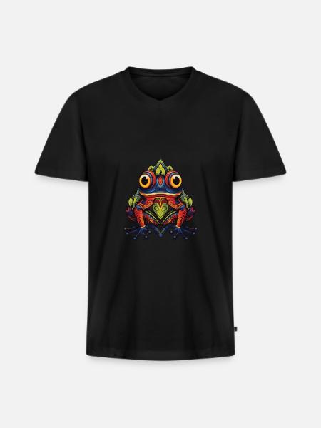 Frog Portrait - Men's Premium Organic T-shirt with V-neck - black