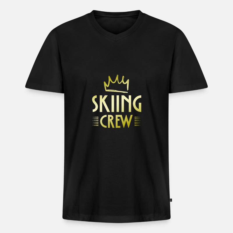 Skiing Crew - Männer Premium Bio T-Shirt mit V-Ausschnitt - Schwarz