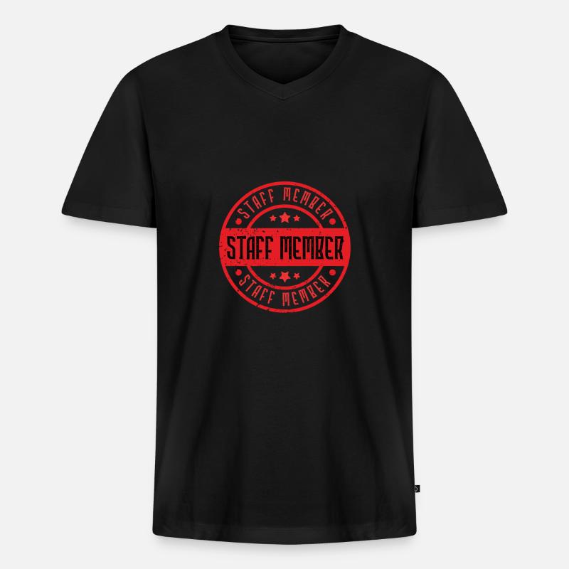 Staff Mitglied - Männer Premium Bio T-Shirt mit V-Ausschnitt - Schwarz