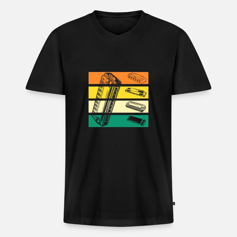 Harmonika Mundharmonika - Männer Premium Bio T-Shirt mit V-Ausschnitt - Schwarz