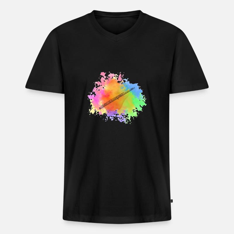 Flötist Querflöte - Männer Premium Bio T-Shirt mit V-Ausschnitt - Schwarz