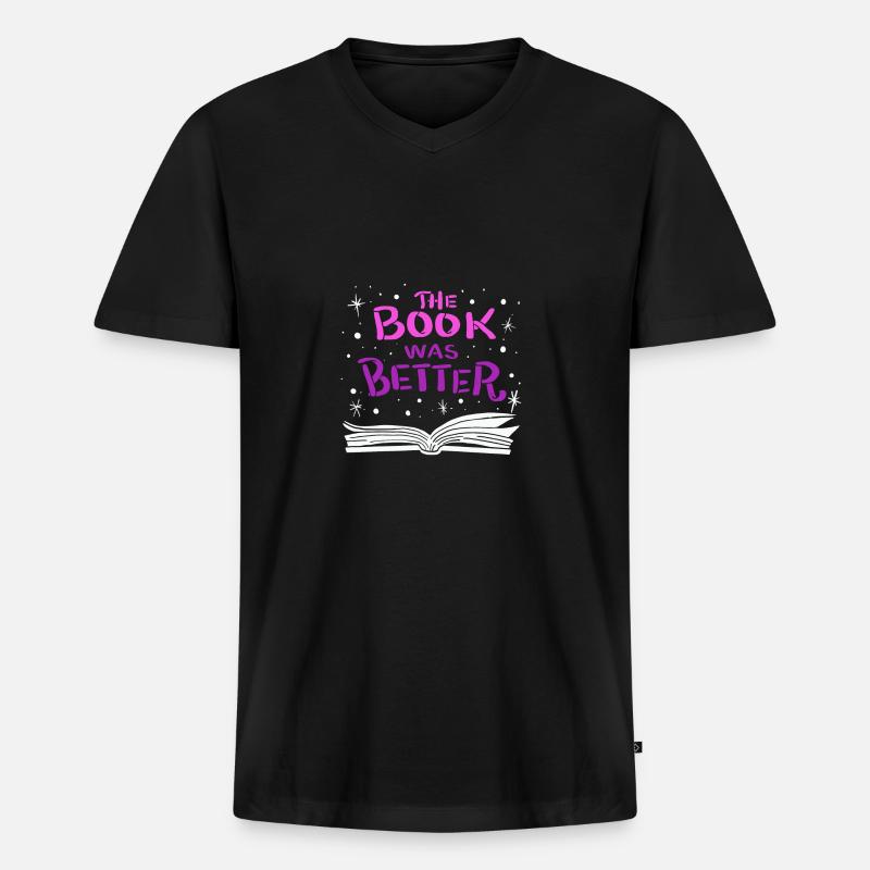 The Book was Better - Männer Premium Bio T-Shirt mit V-Ausschnitt - Schwarz