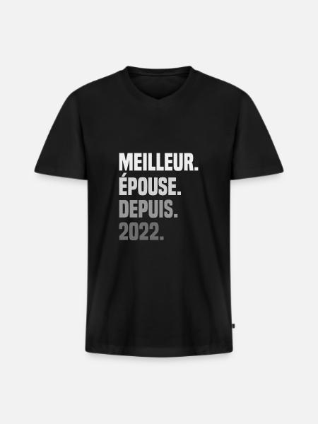 Beste Ehefrau seit 2022 - Männer Premium Bio T-Shirt mit V-Ausschnitt - Schwarz