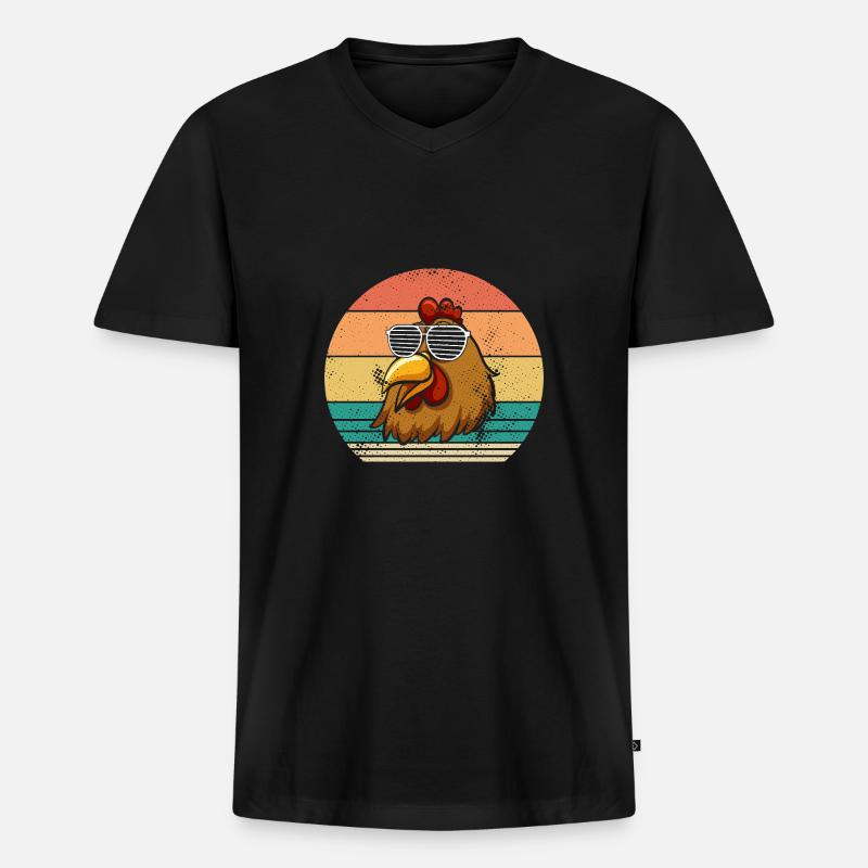 Hühner Henne - Männer Premium Bio T-Shirt mit V-Ausschnitt - Schwarz