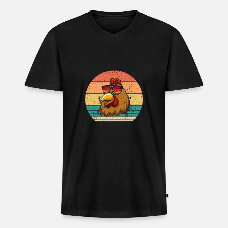 Hühner Henne - Männer Premium Bio T-Shirt mit V-Ausschnitt - Schwarz