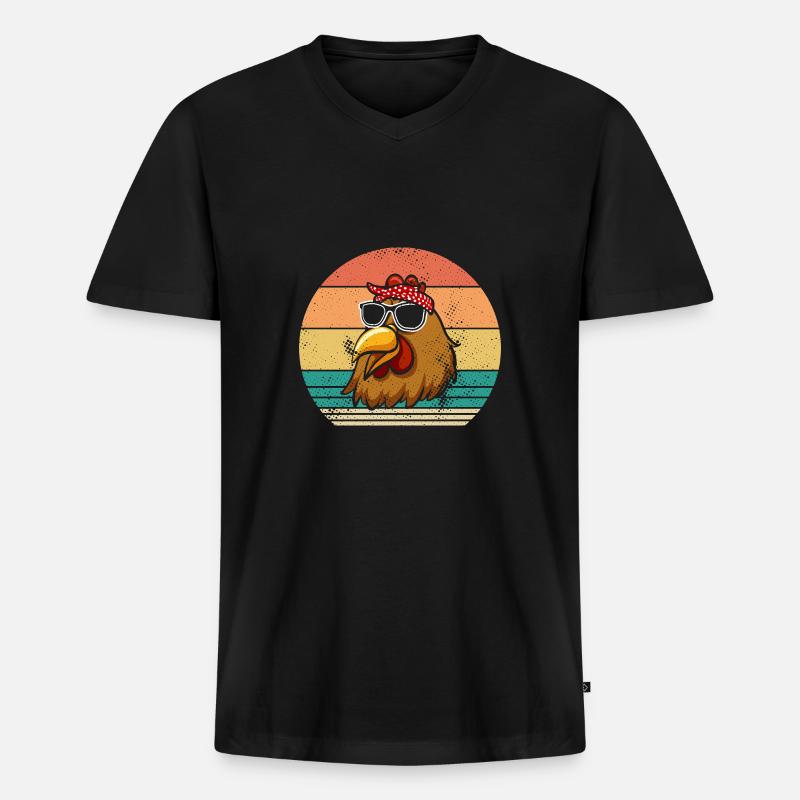 Hühner Henne - Männer Premium Bio T-Shirt mit V-Ausschnitt - Schwarz