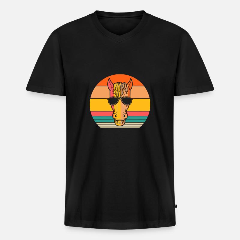 Reiten Pferd - Männer Premium Bio T-Shirt mit V-Ausschnitt - Schwarz