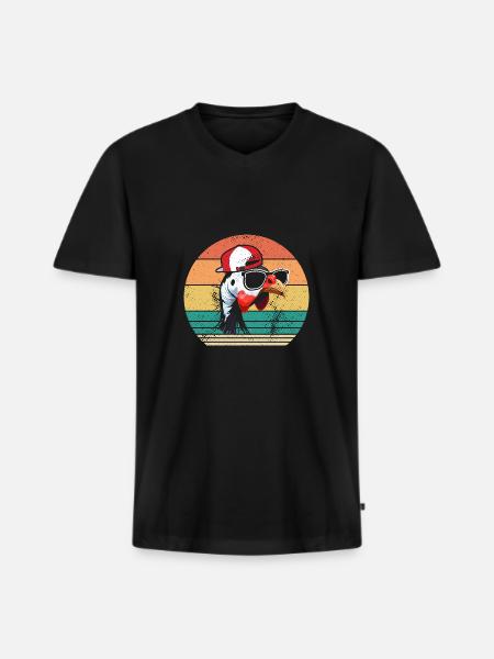 Chickens Rooster Guinea Fowl - Men's Premium Organic T-shirt with V-neck - black