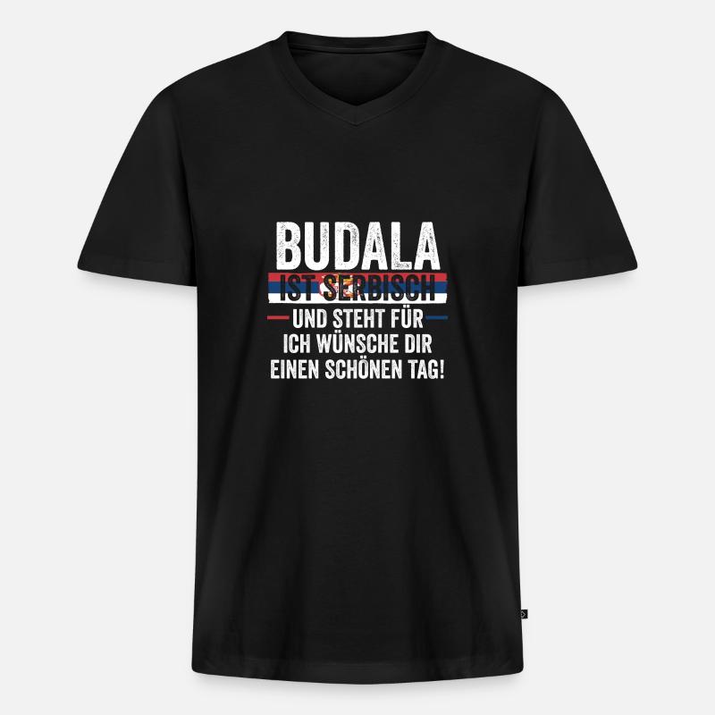 Serben Serbisch Serbien - Männer Premium Bio T-Shirt mit V-Ausschnitt - Schwarz
