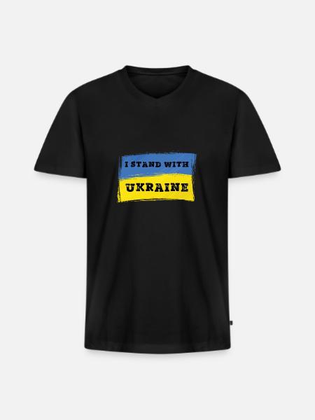 I Stand With Ukraine - Ukraine - Men's Premium Organic T-shirt with V-neck - black