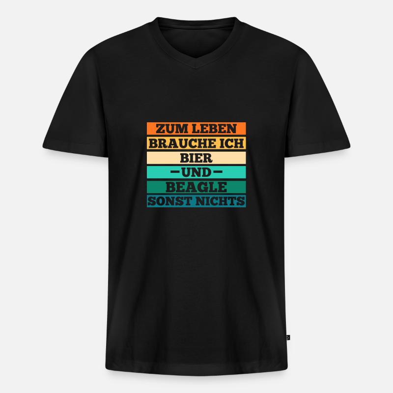 Hund Bier Beagle - Männer Premium Bio T-Shirt mit V-Ausschnitt - Schwarz