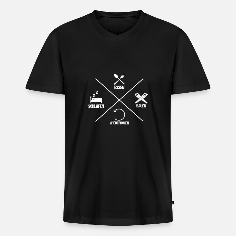 Zimmermann Zimmerer - Männer Premium Bio T-Shirt mit V-Ausschnitt - Schwarz