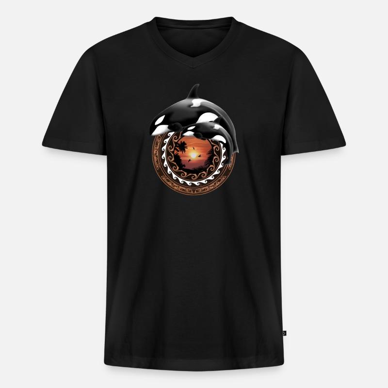 Orca Killerwal - Männer Premium Bio T-Shirt mit V-Ausschnitt - Schwarz