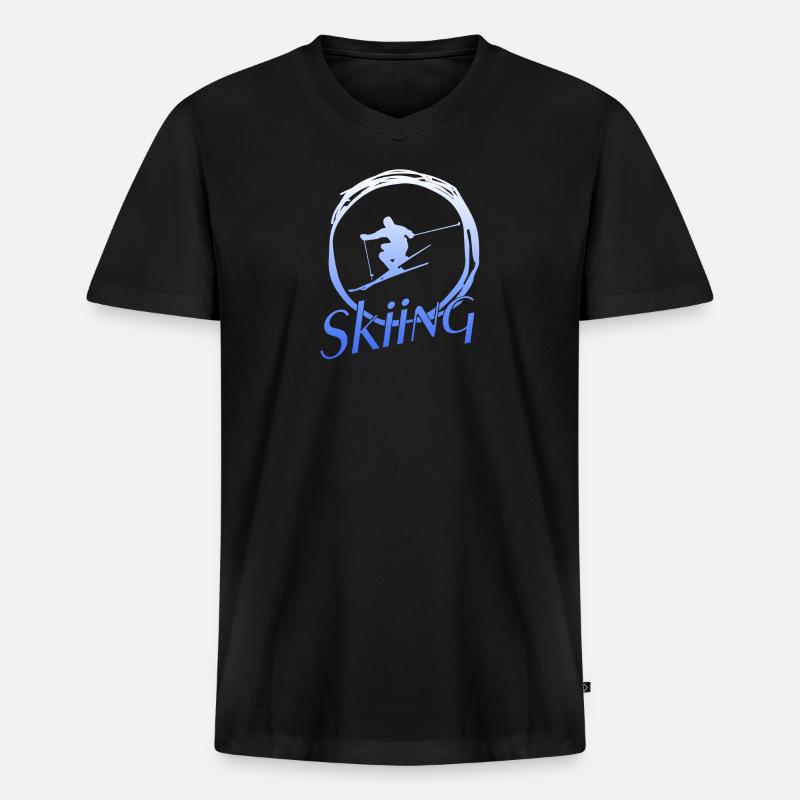 Skiing - Männer Premium Bio T-Shirt mit V-Ausschnitt - Schwarz