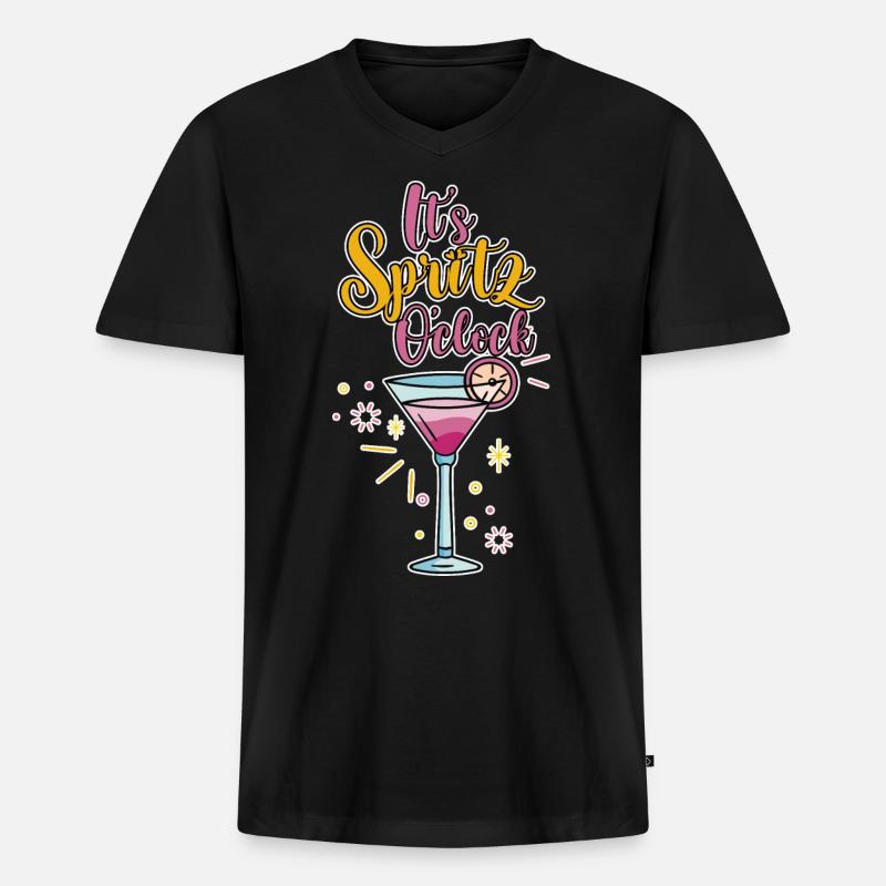 It's Spritz O'clock 4 - Männer Premium Bio T-Shirt mit V-Ausschnitt - Schwarz