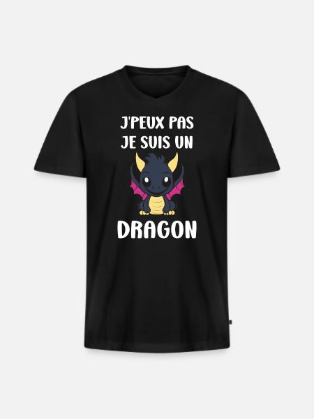 Bébé dragon - T-shirt encolure en V Premium bio Homme - noir