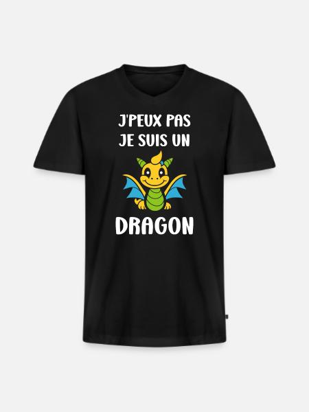 Bébé dragon - T-shirt encolure en V Premium bio Homme - noir