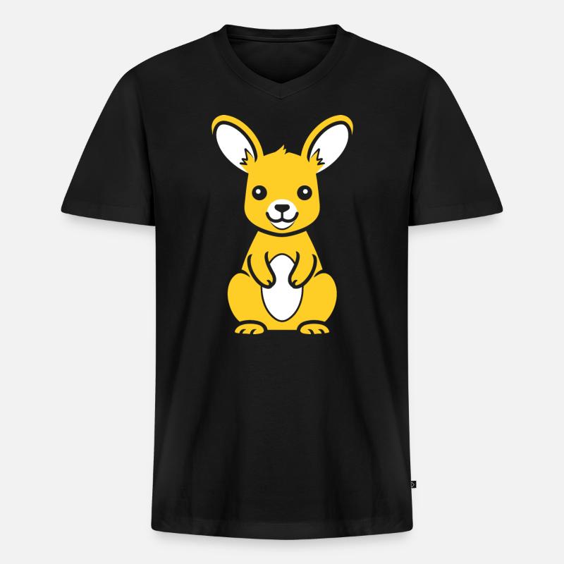 Känguru - Männer Premium Bio T-Shirt mit V-Ausschnitt - Schwarz