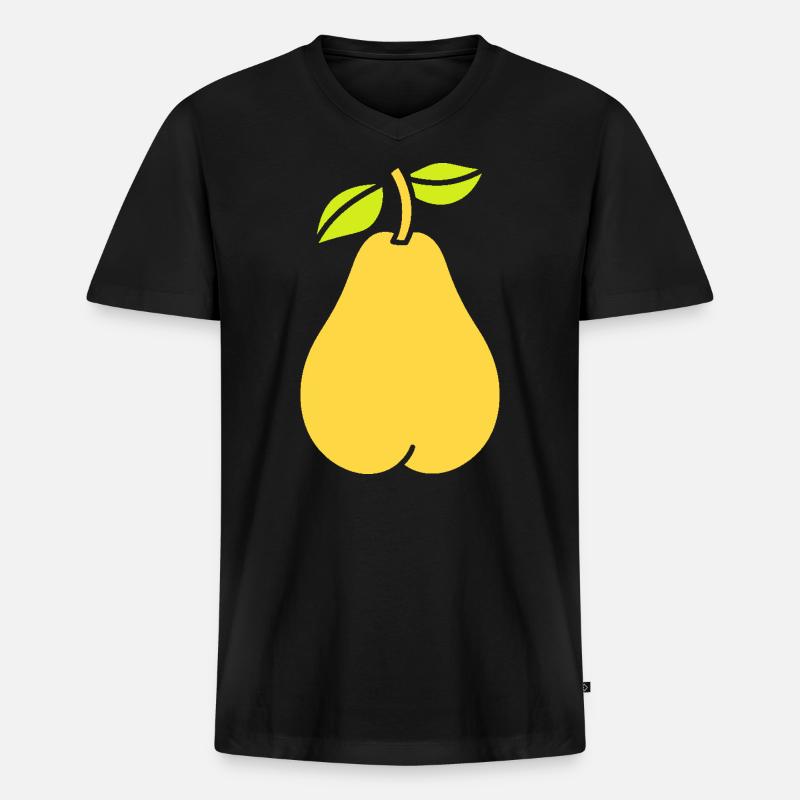 Birne - Männer Premium Bio T-Shirt mit V-Ausschnitt - Schwarz