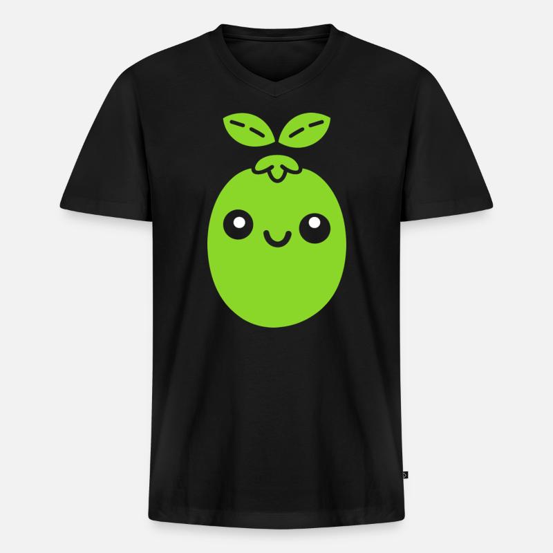 Erbse - Männer Premium Bio T-Shirt mit V-Ausschnitt - Schwarz