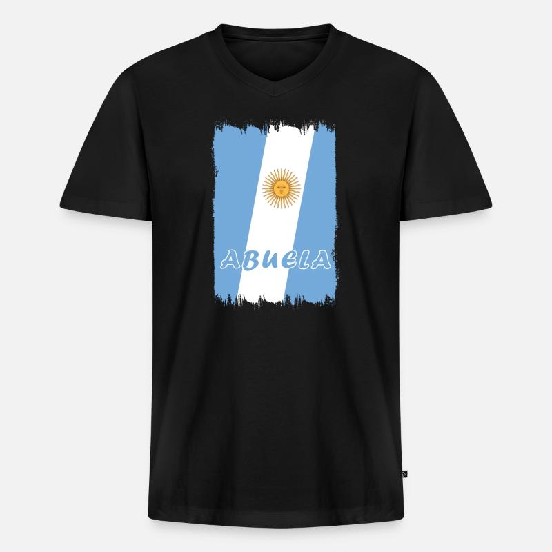 Argentinien Großmutter Design - Männer Premium Bio T-Shirt mit V-Ausschnitt - Schwarz