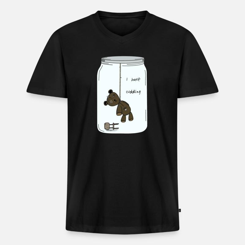 I hate cuddlIng - Männer Premium Bio T-Shirt mit V-Ausschnitt - Schwarz