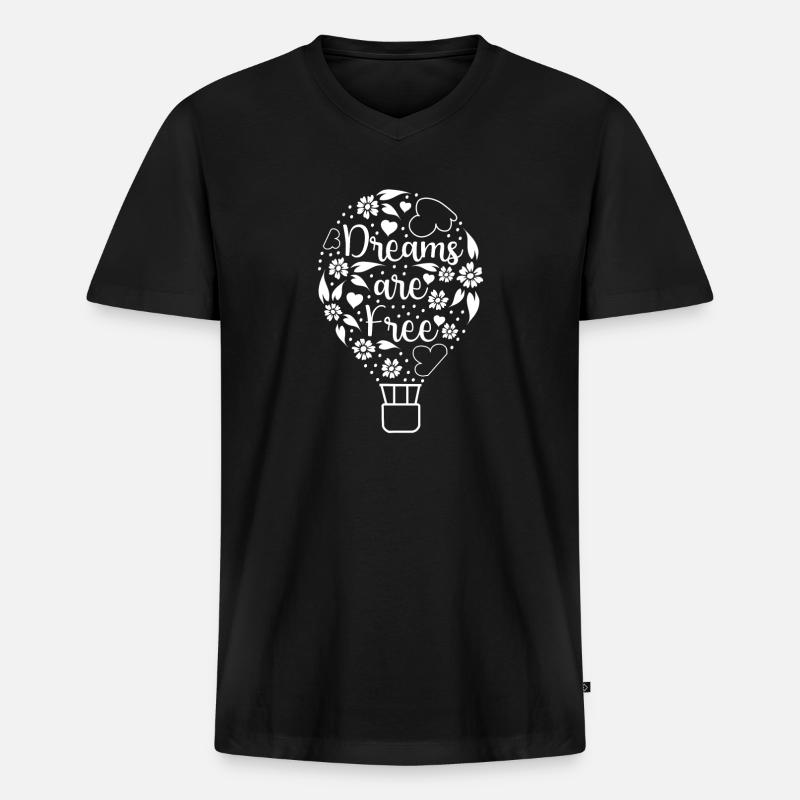 Träume sind frei weiß - Männer Premium Bio T-Shirt mit V-Ausschnitt - Schwarz