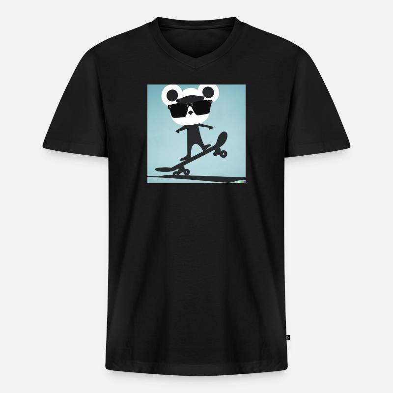 Skater Bär - Männer Premium Bio T-Shirt mit V-Ausschnitt - Schwarz