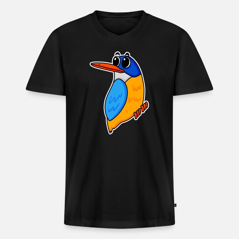 Niedlicher Eisvogel - Männer Premium Bio T-Shirt mit V-Ausschnitt - Schwarz