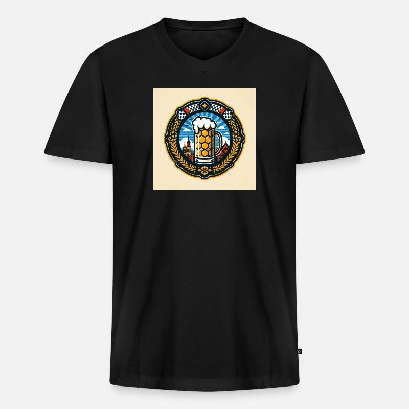 Bier Logo 2 - Männer Premium Bio T-Shirt mit V-Ausschnitt - Schwarz