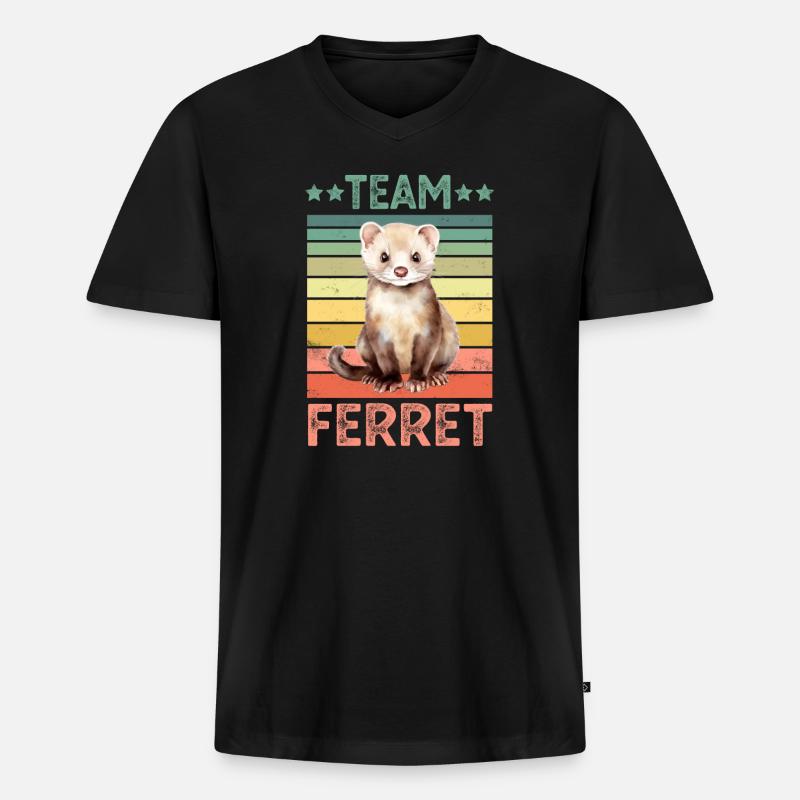 Frettchen - Männer Premium Bio T-Shirt mit V-Ausschnitt - Schwarz