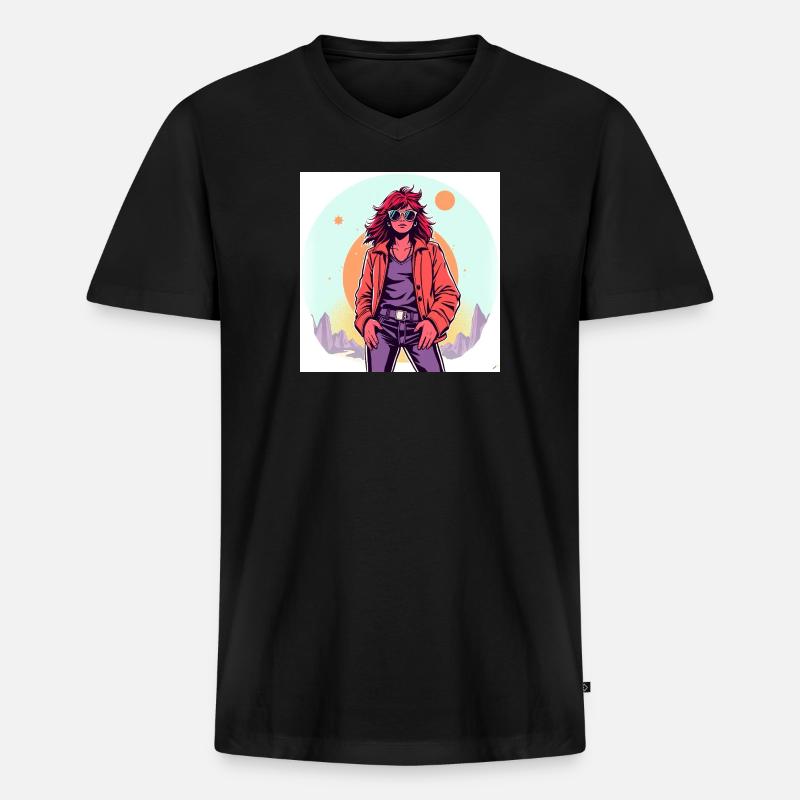 90‘s Style - Männer Premium Bio T-Shirt mit V-Ausschnitt - Schwarz